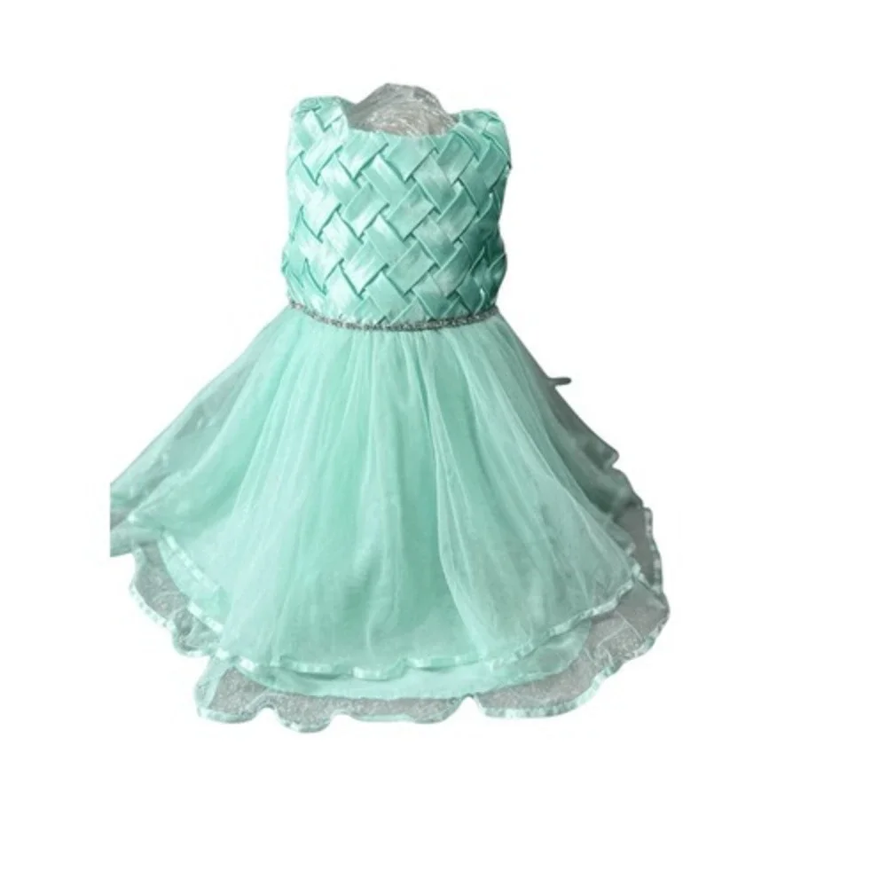 Toddler Girl 12M Mint Green Formal Tulle Dress Rhinestone Flower Girl Easter